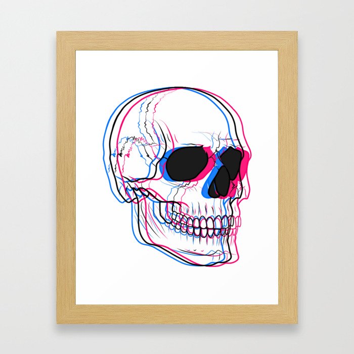 3D Skull Framed Art Print