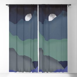 Moon hiding behind mountains Blackout Curtain