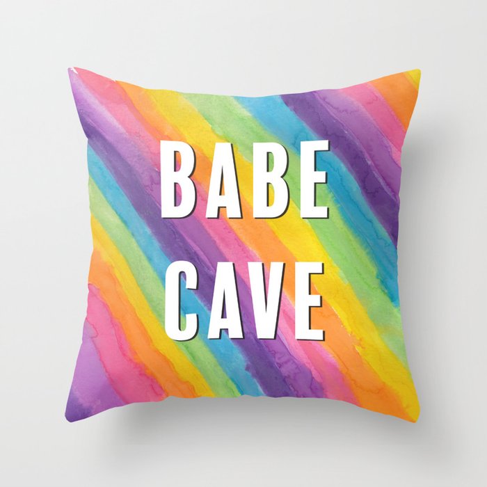 Babe Cave Pastel Rainbow Stripes Throw Pillow by Daydreamer Alley ...