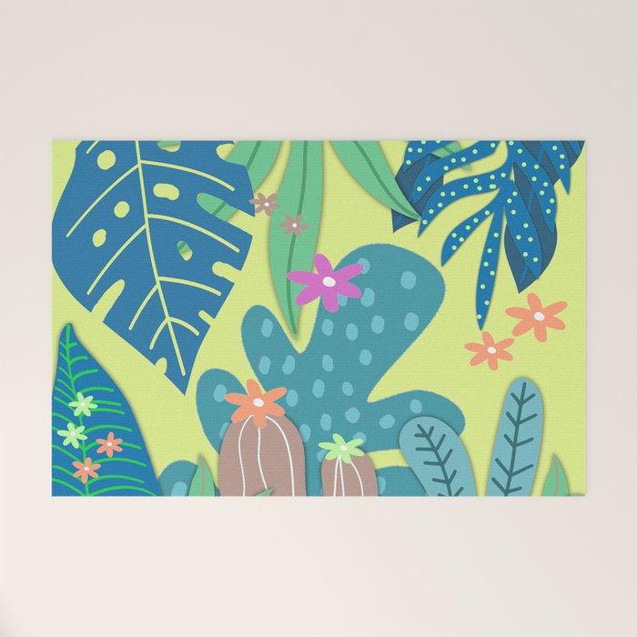 Fantasy Botanical 3 Yellow Welcome Mat By Cjdartprints