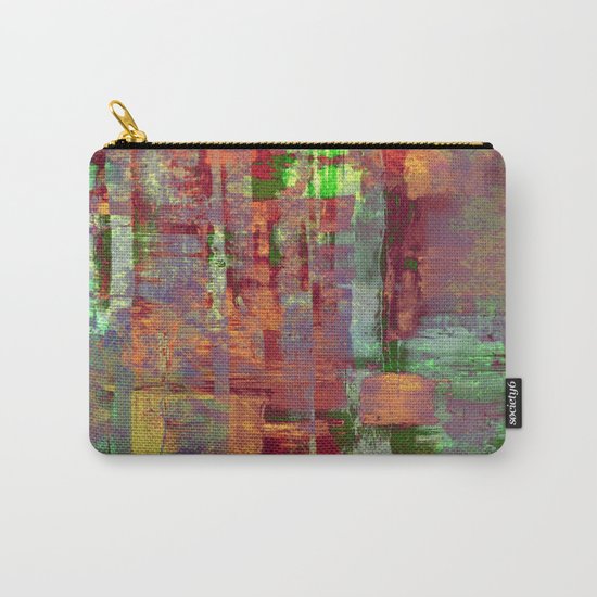 Overexposed - Abstract, textured painting in brown, orange and green Carry-All Pouch