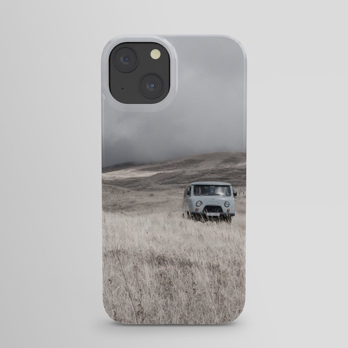 Landscape of foggy cloudy mountains - Armenia car field nature | Travel photography iPhone Case