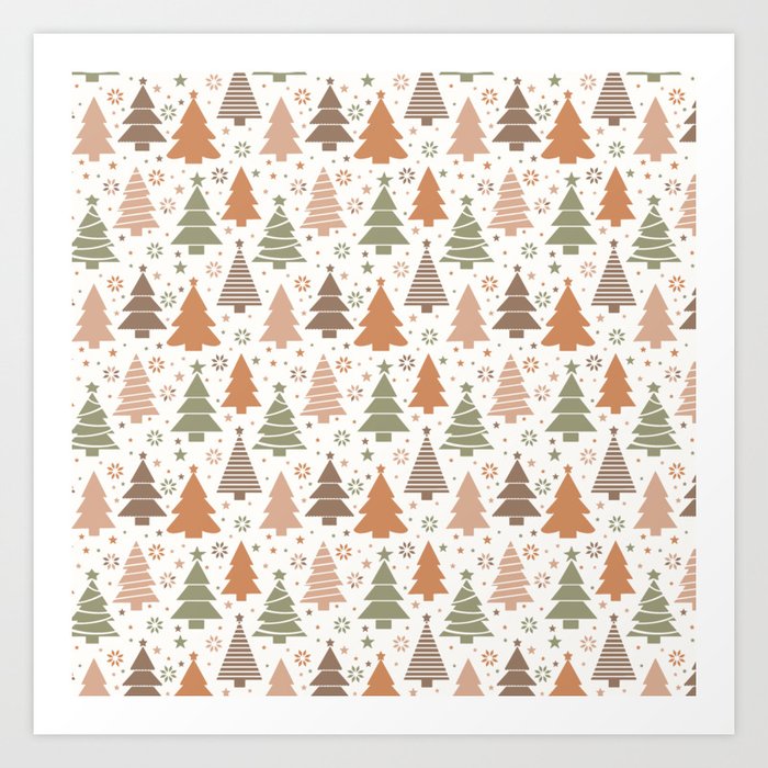 Boho Christmas Trees Art Print