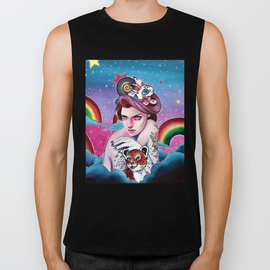 In the Candy Clouds of the Sticker Kingdom Biker Tank