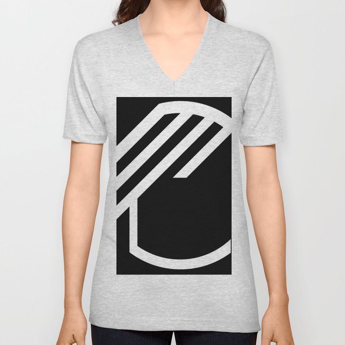 Black and white geometric minimal V Neck T Shirt