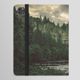Pacific Northwest River - Nature Photography iPad Folio Case | Landscape, Nature, Mountain, Green, Sky, Graphicdesign, Digital, Blue, Graphic Design, Illustration 