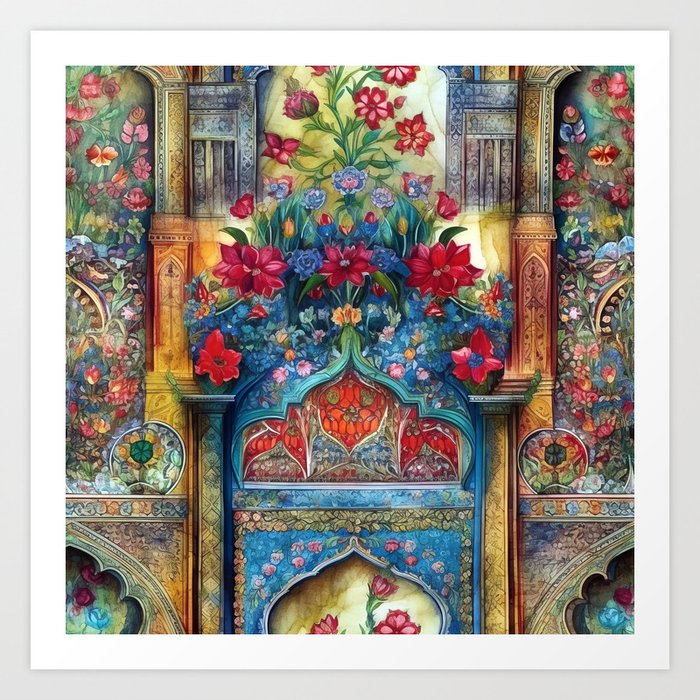 Arabesque Floral Garden Art Print