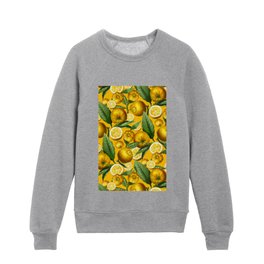 Lemon and Leaf Pattern Kids Crewneck