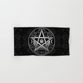 Pentagram Ornament - Silver and Black Hand & Bath Towel
