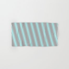 [ Thumbnail: Dark Gray and Turquoise Colored Stripes/Lines Pattern Hand & Bath Towel ]