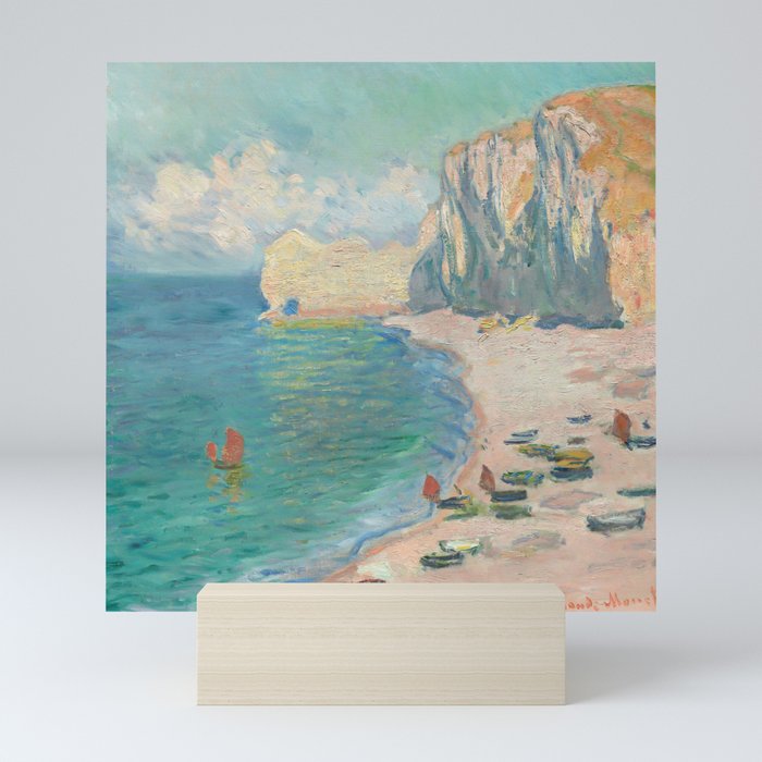 Etretat: The Beach and the Falaise d'Amont by Claude Monet, 1885 Mini Art Print