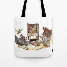 "Life in the Coop" funny chicken watercolor Tote Bag