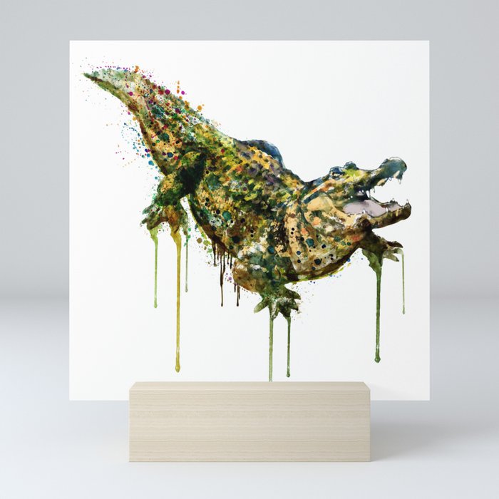 Alligator Watercolor Painting Mini Art Print