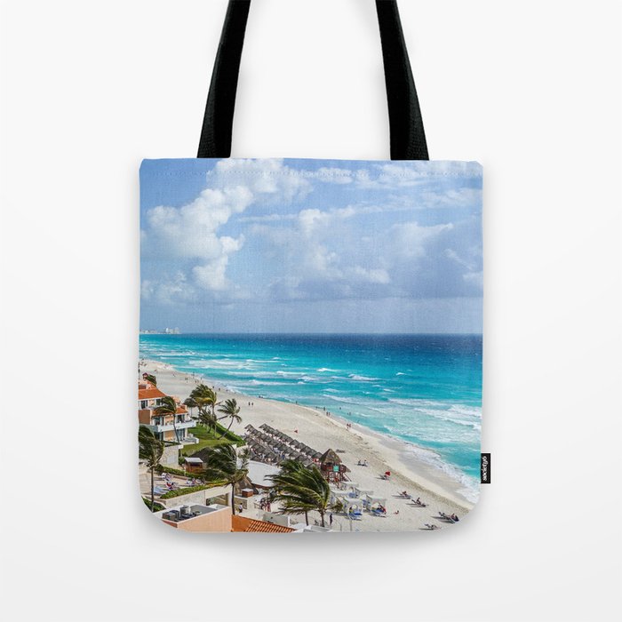 Mexico Photography - Exotic Beach By The Blue Ocean Water Tote Bag