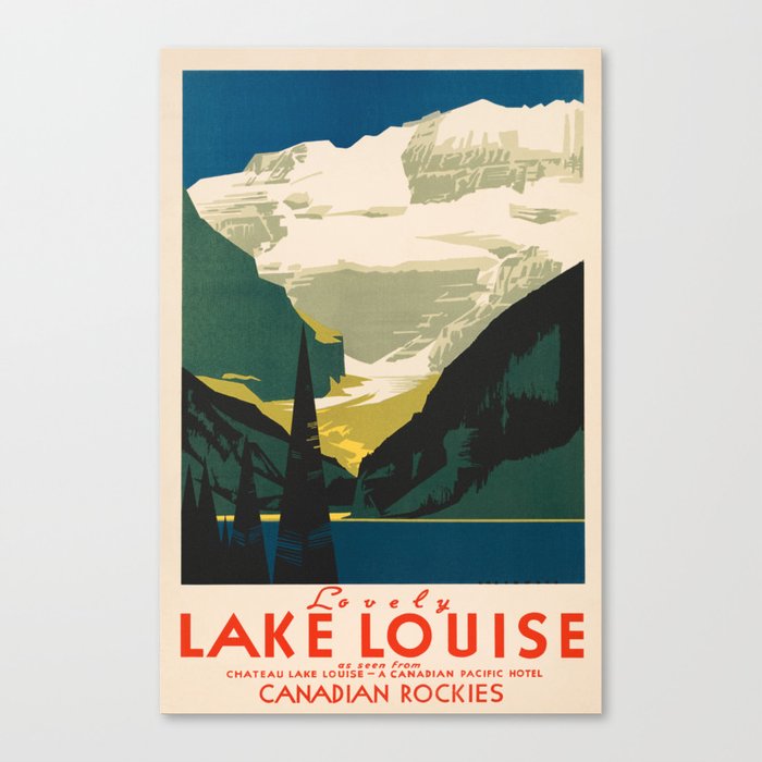 Lovely Lake Louise vintage travel ad Canvas Print