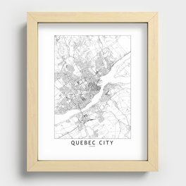 Quebec City White Map Recessed Framed Print