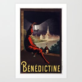 Leonetto Cappiello - Benedictine - alcohol drink liqueur - boy on the window looking at the monastery Art Print | Bar, Benedictine, Vintage, Drinking, Cafe, Retro, Decor, Poster, Liqueur, French 
