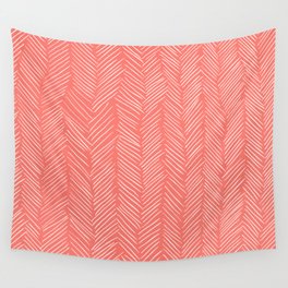 Living Coral Herringbone Happiness Wall Tapestry