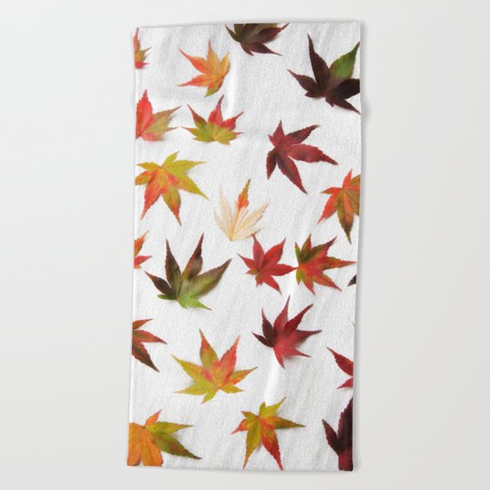 AUTUMN LEAVES PATTERN #2 #decor #art #society6 Beach Towel