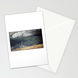 Stormy Sky Over Beach Stationery Cards | Lifeguard, Capemay, Dark, Acrylic, Summer, Newjersey, Capemaypoint, Stormy, Shore, Vacation 