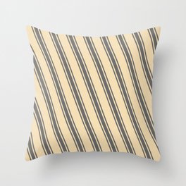 [ Thumbnail: Tan and Dim Grey Colored Striped Pattern Throw Pillow ]