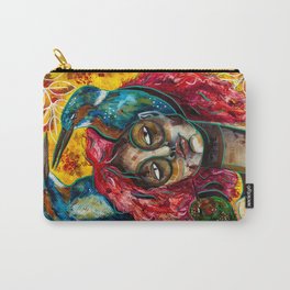 Black Goddess Watercolor Painting Carry-All Pouch | Goddesspainting, Modernart, Uniquepresent, Expressivewallart, Watercolorpainting, Portraitpainting, Portraitart, Uniquestationary, Birdspainting, Watercolorportrait 
