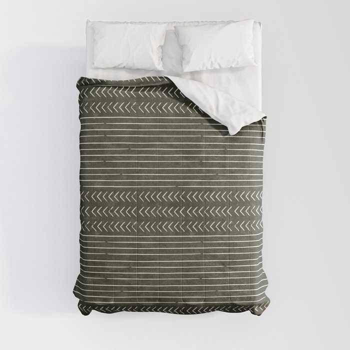 arrow stripes - cream on dark olive Comforter