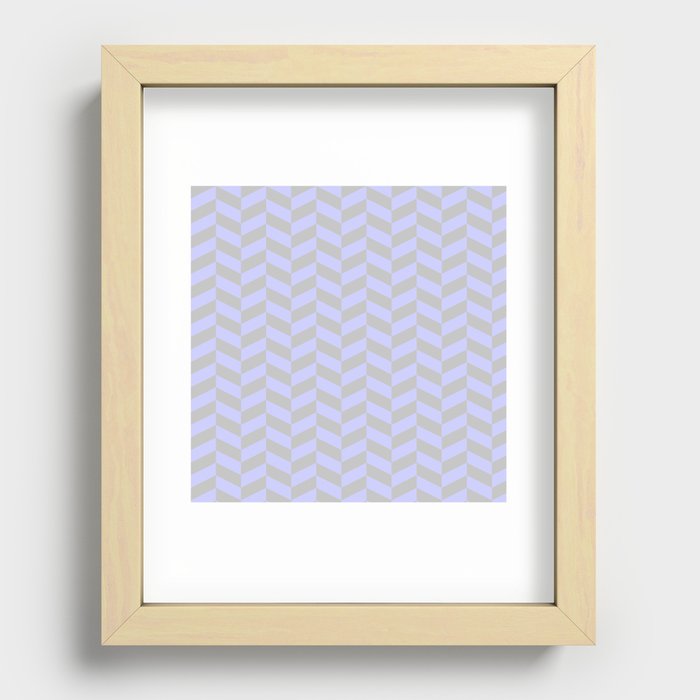 Periwinkle Blue And Grey Herringbone Pattern Recessed Framed Print