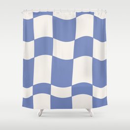 wavy check | cobalt Shower Curtain