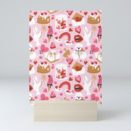 Cute Modern Romantic Valentine Pattern Mini Art Print