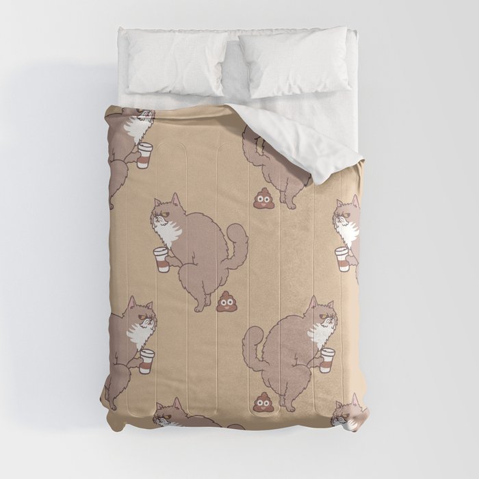 Coffee Makes Cat Poop Comforter by Huebucket Society6