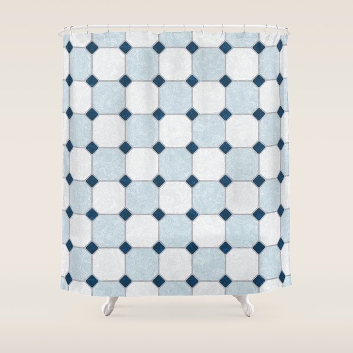 Sky Blue Classic Floor Tile Texture Shower Curtain by Textures Society6