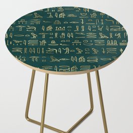 Ancient Egyptian Hieroglyphic-Hieratic - Gold & Green Side Table