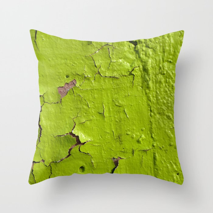 Green, yellow painted wall Throw Pillow