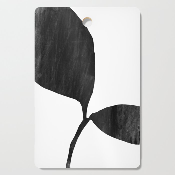 Black and White Watercolor Plant Silhouette 2 Cutting Board