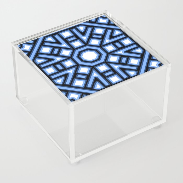 Geometric In Lt Blue And Black Acrylic Box