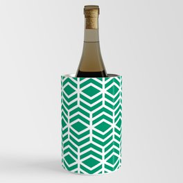 Green and White Chevron Pattern Pairs Dunn and Edwards 2022 Trending Color Rain Forest DE5684 Wine Chiller