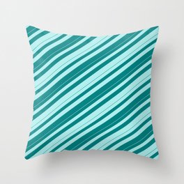 [ Thumbnail: Teal & Turquoise Colored Lines/Stripes Pattern Throw Pillow ]