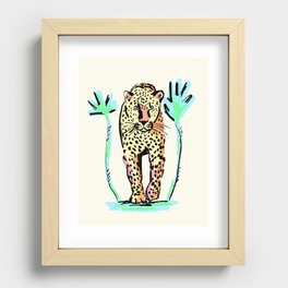 Leopard and Palm Recessed Framed Print