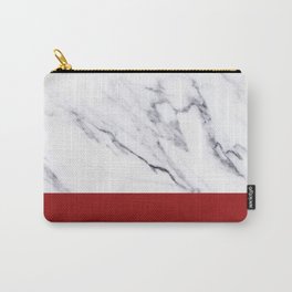 White Marble Red Hot Striped Carry-All Pouch