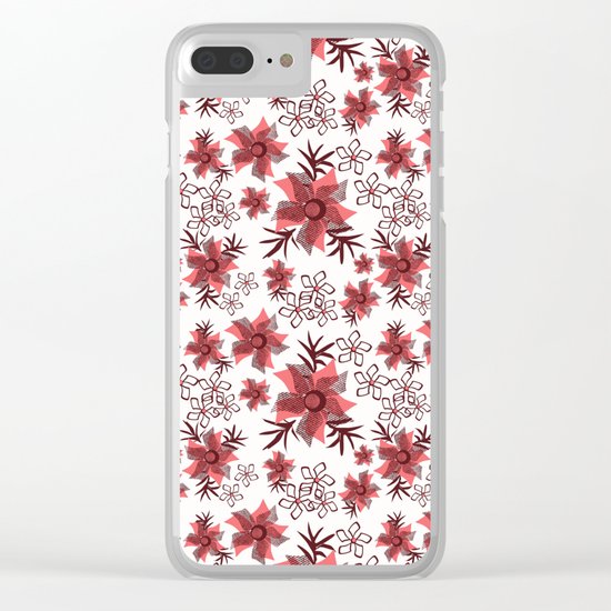 Red flowers on a white background. Clear iPhone Case