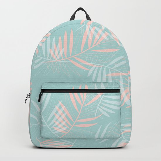 Palm Leaves Lace on Aqua Backpack