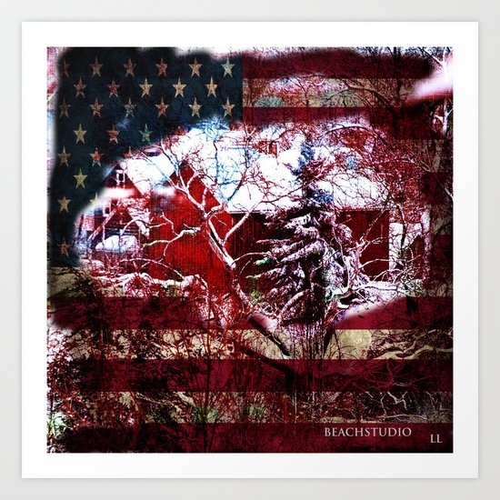 Patriotic American Barn Art Print