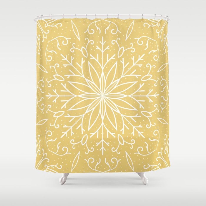 Single Snowflake - Yellow Shower Curtain