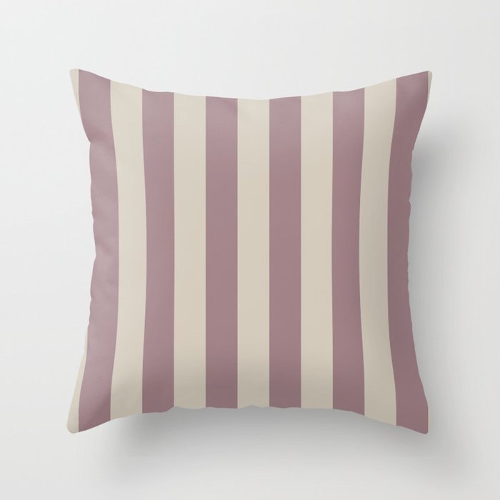 Dusty Mauve Beige colors classic stripes pattern Throw Pillow by