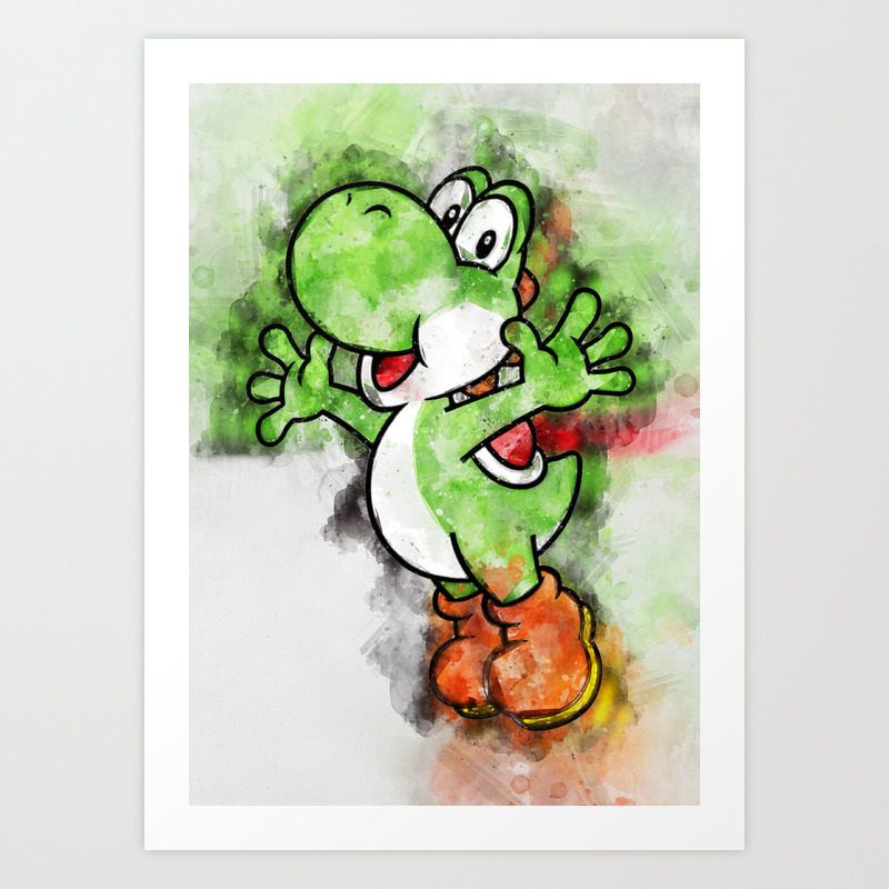 Happy Yoshi Super Mario Watercolour Print Art Print By Designsbyhaz Society6,The Coloring Material In Virtually All Drawing Media Is Known As