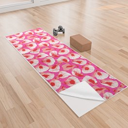 Preppy Room Decor - Pink Red Windy Petals Repeat Pattern Yoga Towel