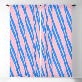 [ Thumbnail: Blue and Pink Colored Striped Pattern Blackout Curtain ]