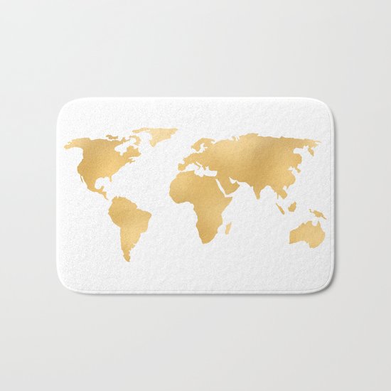 World Map Deep Gold Rush Bath Mat