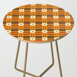 Retro floral smiley plaid # 60s sweet caramel Side Table